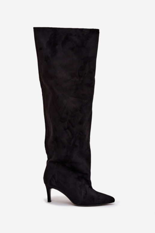 sieviešu garie zābaki ar papēdi Paslīdēt uz melnas krāsas Tā irvilla