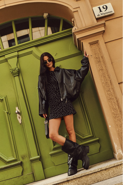 siltināti Paslīdēt uz sieviešu garie zābaki ar platformu Ar kabatām melnas krāsas Clarinda