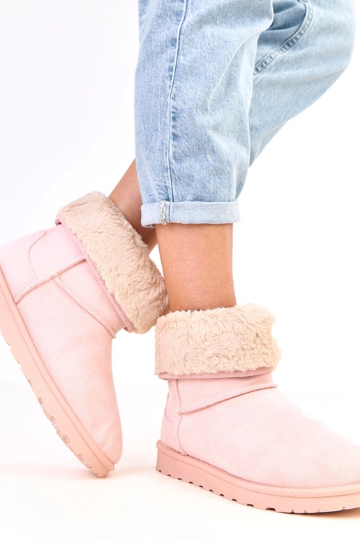 Rozā ziemas zābaki ar vilnu uz...