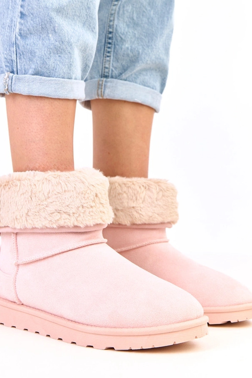 Rozā ziemas zābaki ar vilnu uz...