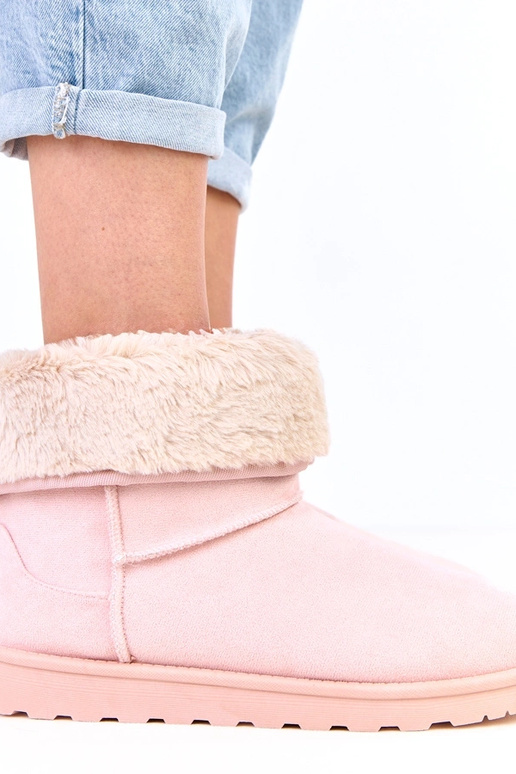 Rozā ziemas zābaki ar vilnu uz...