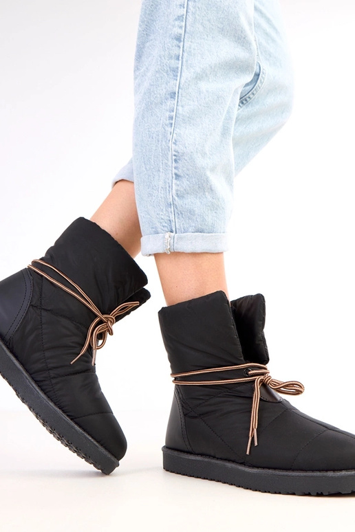 Melnas sieviešu ziemas zābaki ar...