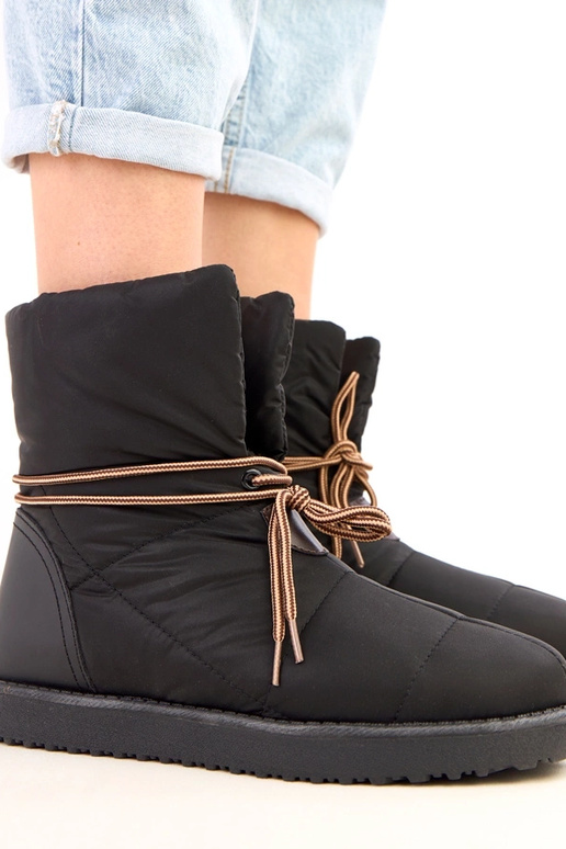 Melnas sieviešu ziemas zābaki ar...