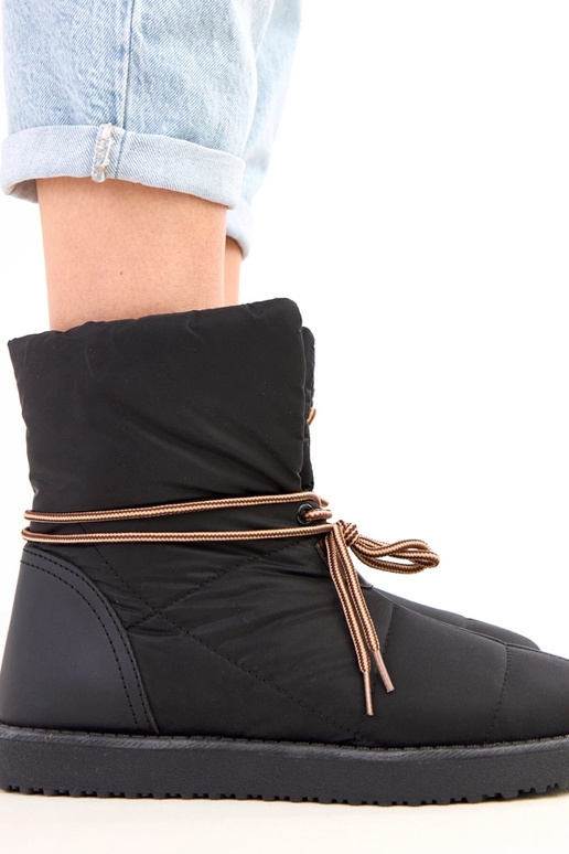 Melnas sieviešu ziemas zābaki ar...