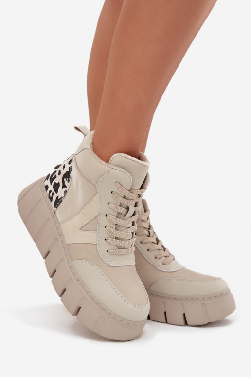 Smilšu krāsas ādas sieviešu siltie zābaki ar platformu Vinceza 66838 Smilšu krāsas ādas sieviešu siltie zābaki ar platformu Vinceza 66838