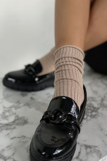 Zeķes Sieviešu Bez spiediena IN Prążek z Lurexem smilšu krāsas