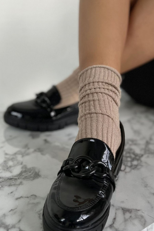 Zeķes Sieviešu Bez spiediena IN Prążek z Lurexem smilšu krāsas Zeķes Sieviešu Bez spiediena IN Prążek z Lurexem smilšu krāsas