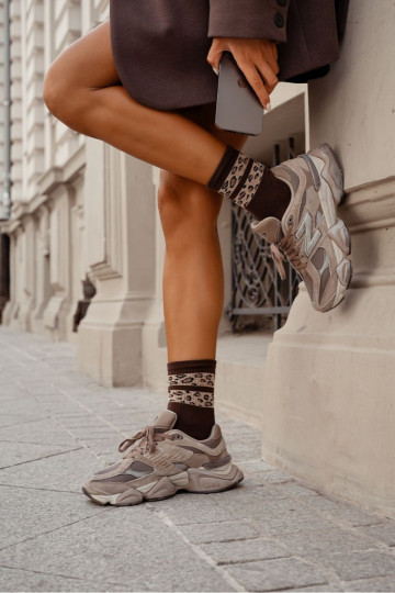 Zeķes Sieviešu DIna Ar punktiņiem Svītras brūnas krāsas