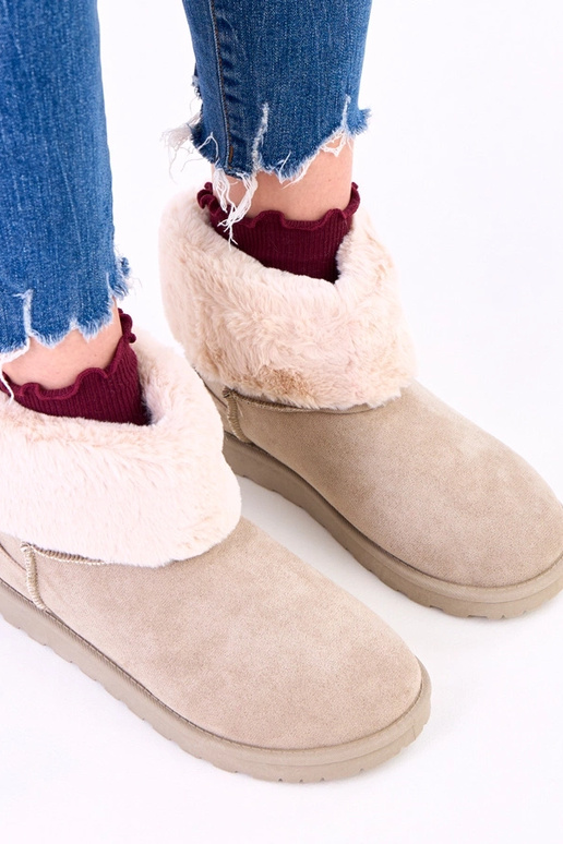 Zaļi sniega zābaki ar kažokādu uz...