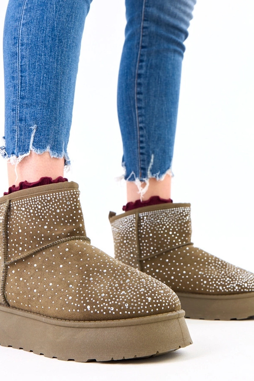 Zaļi sniega zābaki ar cirkonijiem uz...