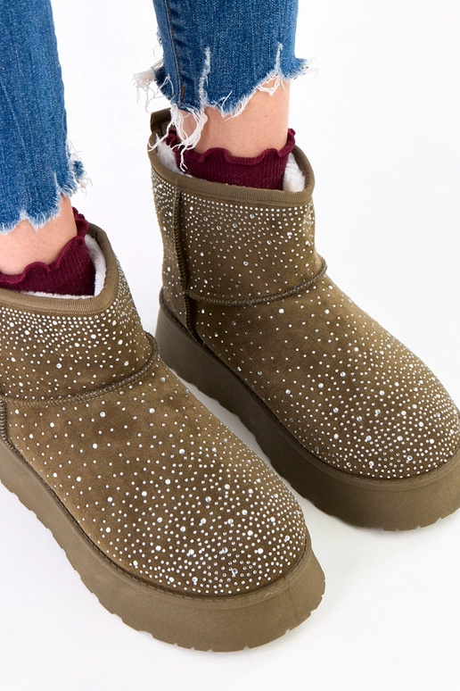 Zaļi sniega zābaki ar cirkonijiem uz...