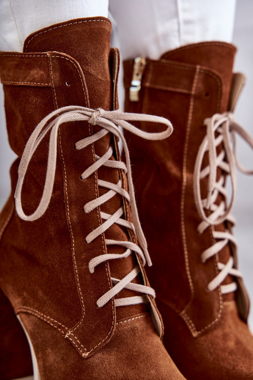 Sieviešu Zamšādas kurpes ar platformu brūnas krāsas Edna