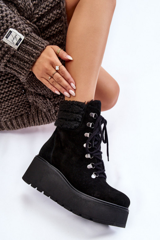 Sieviešu Zamšādas kurpes Uz Ķīļa melnas krāsas Lemar Meniko