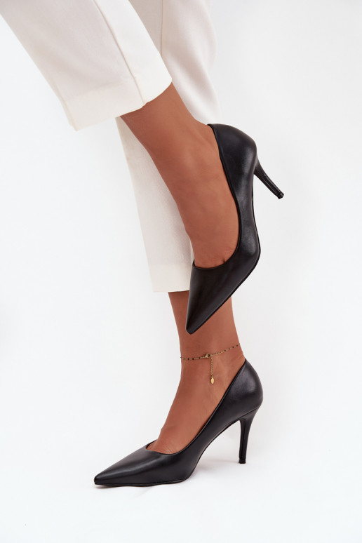 augstpapēžu kurpes Sieviešu no eko ādas melnas krāsas Sivana