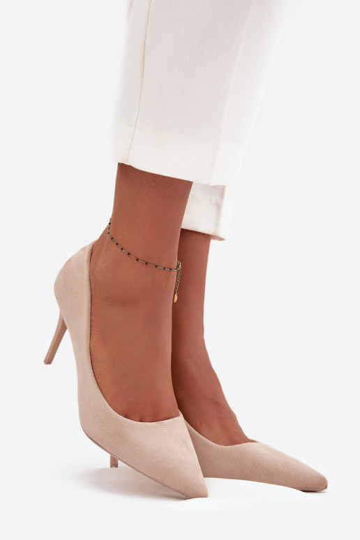 augstpapēžu kurpes SieviešuEko zamšādau smilšu krāsas Elvessa