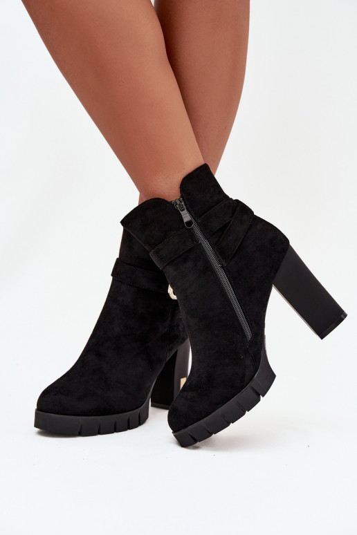 siltināti Sieviešu puszābaki ar sprādzēm melnas krāsas Nolivira