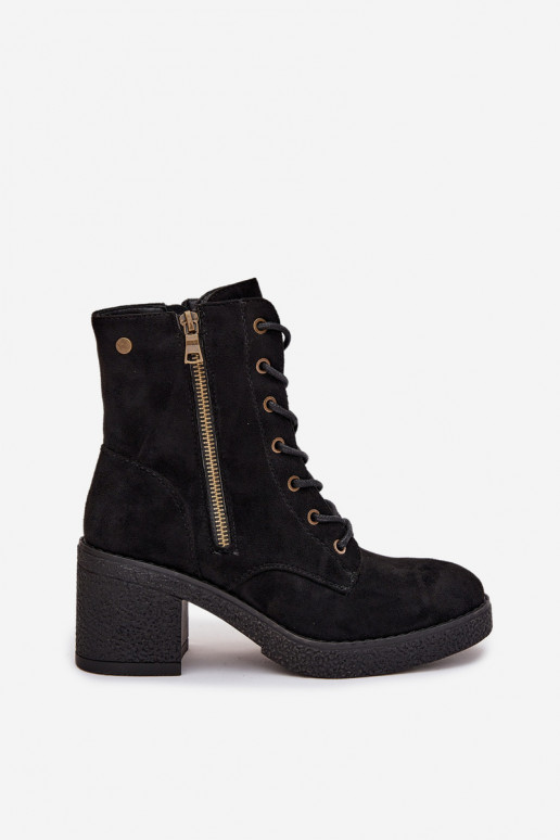 siltināti Sieviešu puszābaki Ar mežģīnēm un rāvējslēdzējiemami melnas krāsas Paressa