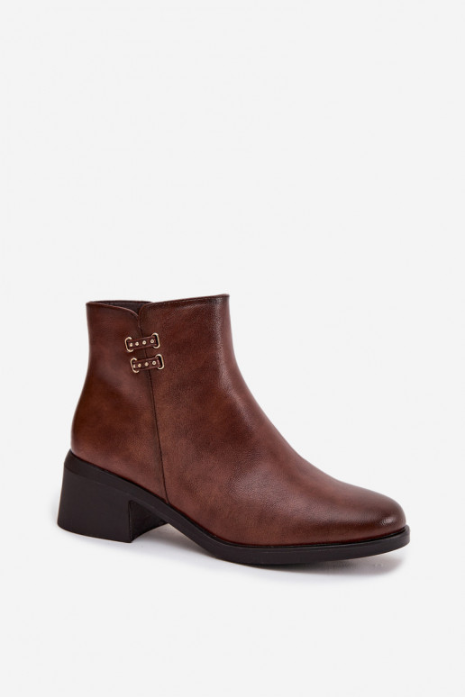 siltināti Sieviešu puszābaki Klockā brūnas krāsas Delmira