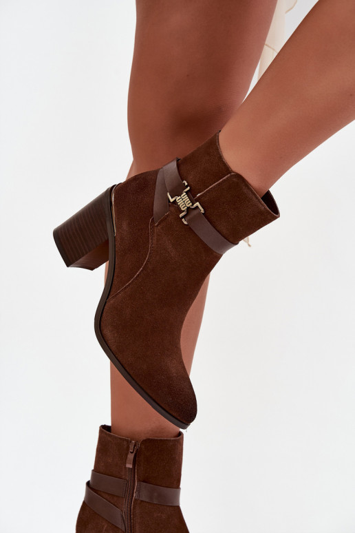 Sieviešu puszābakiIeslēgtsturalnego zamšādasu ar papēdi siltināti Sergio Leone BT25384-S brūnas krāsas