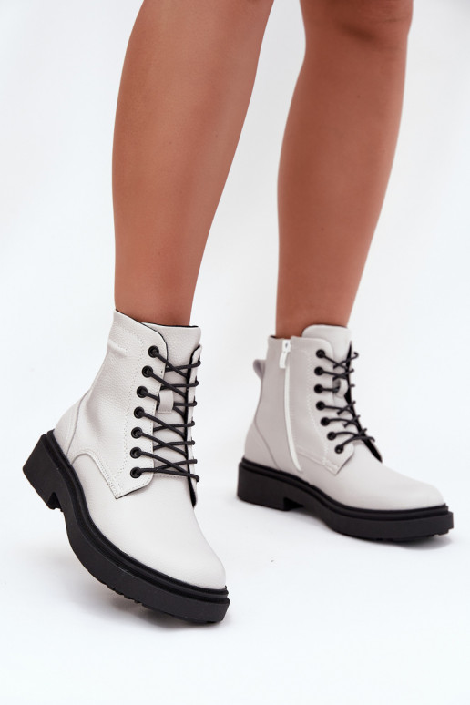 siltināti Sieviešu puszābakiIeslēgtsturalnej Skóry Sergio Leone BT25248-S baltas krāsas