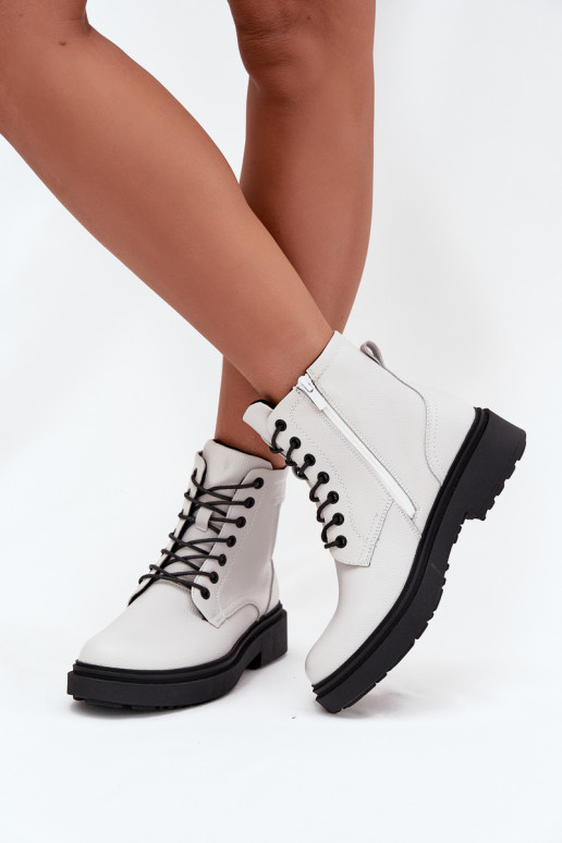 siltināti Sieviešu puszābakiIeslēgtsturalnej Skóry Sergio Leone BT25248-S baltas krāsas