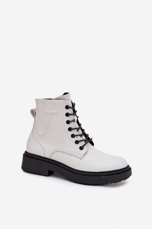 siltināti Sieviešu puszābakiIeslēgtsturalnej Skóry Sergio Leone BT25248-S baltas krāsas