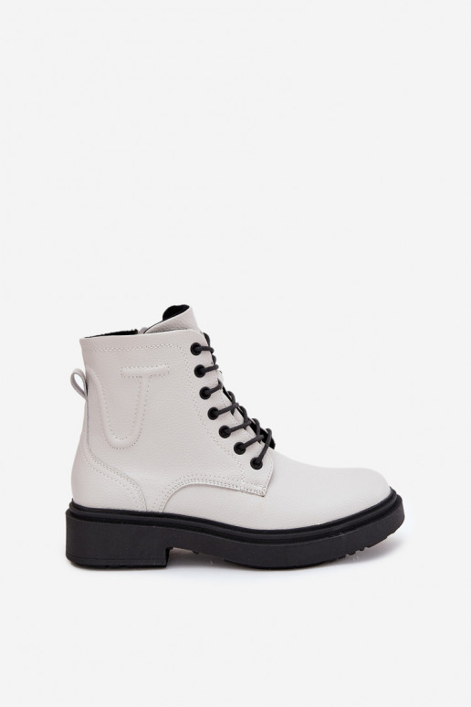 siltināti Sieviešu puszābakiIeslēgtsturalnej Skóry Sergio Leone BT25248-S baltas krāsas