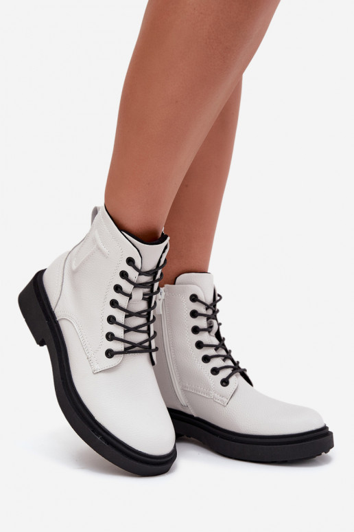 siltināti Sieviešu puszābakiIeslēgtsturalnej Skóry Sergio Leone BT25248-S baltas krāsas