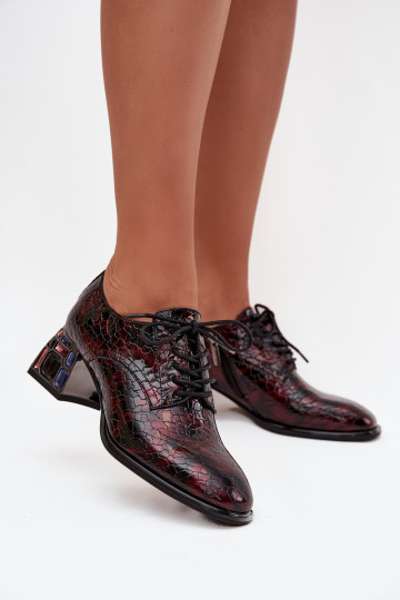 Stilīgi apavi Sieviešu ar papēdi ar mirdzošiem spīdumiem Artiker 57C0073 bordo krāsas