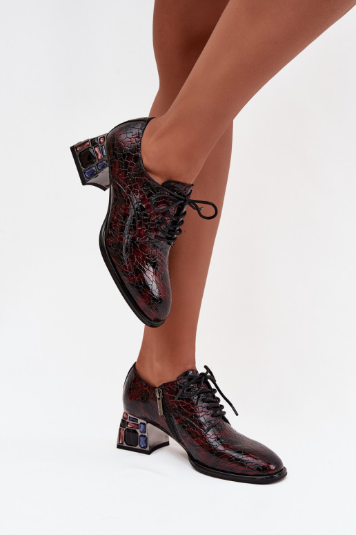 Stilīgi apavi Sieviešu ar papēdi ar mirdzošiem spīdumiem Artiker 57C0073 bordo krāsas