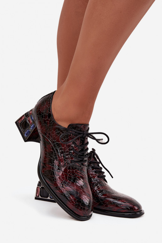 Stilīgi apavi Sieviešu ar papēdi ar mirdzošiem spīdumiem Artiker 57C0073 bordo krāsas