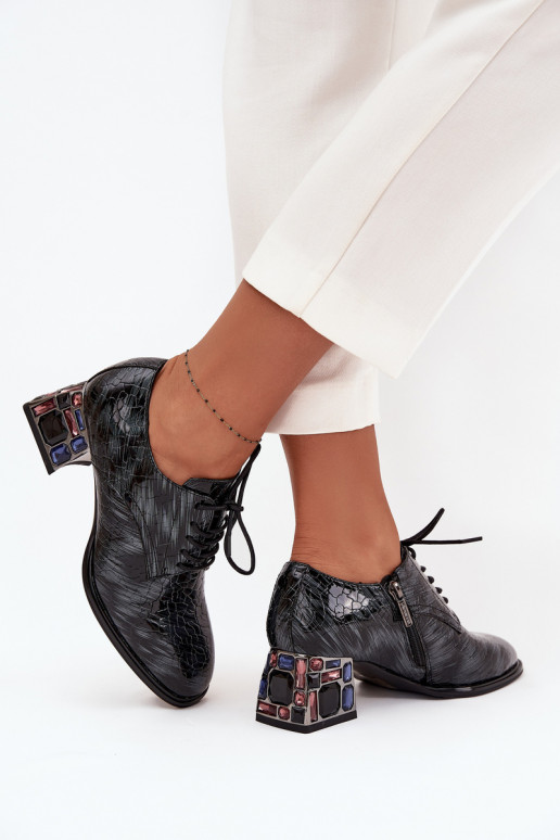 Stilīgi apavi Sieviešu ar papēdi ar mirdzošiem spīdumiem Artiker 57C0072 Pelēkas krāsas