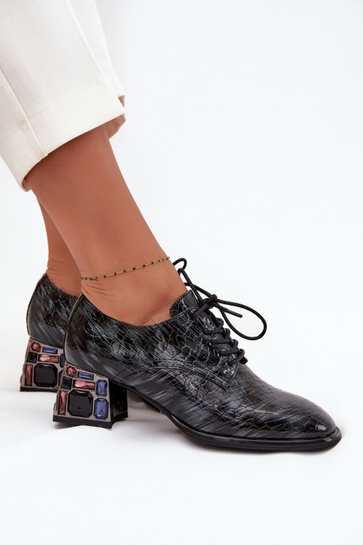 Stilīgi apavi Sieviešu ar papēdi ar mirdzošiem spīdumiem Artiker 57C0072 Pelēkas krāsas