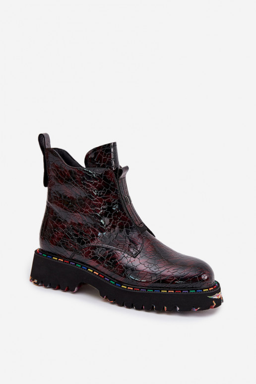 Laque Sieviešu puszābakiIeslēgtsturalnej Skóry siltināti Artiker 57C0165 bordo krāsas