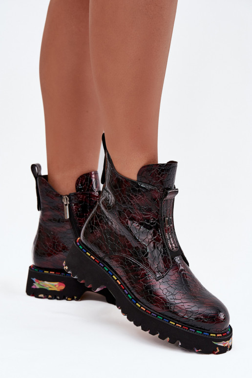 Laque Sieviešu puszābakiIeslēgtsturalnej Skóry siltināti Artiker 57C0165 bordo krāsas