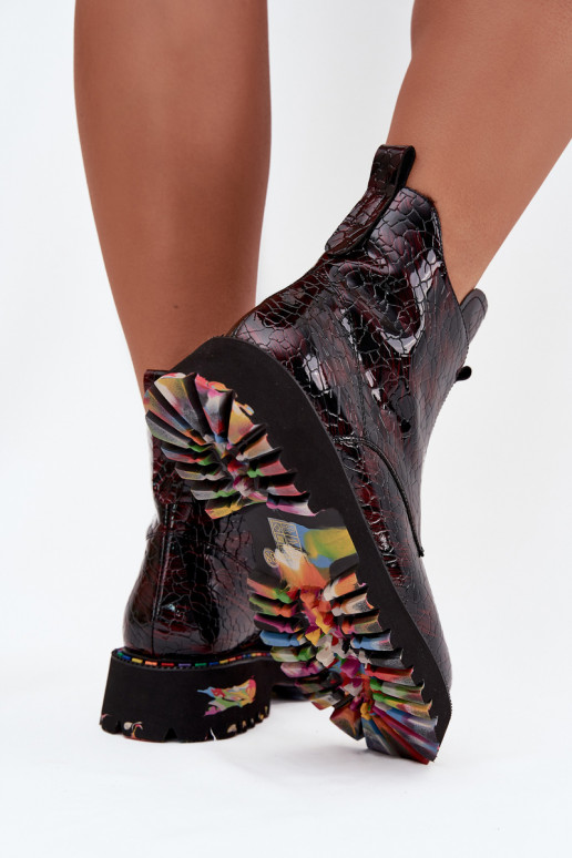 Laque Sieviešu puszābakiIeslēgtsturalnej Skóry siltināti Artiker 57C0165 bordo krāsas