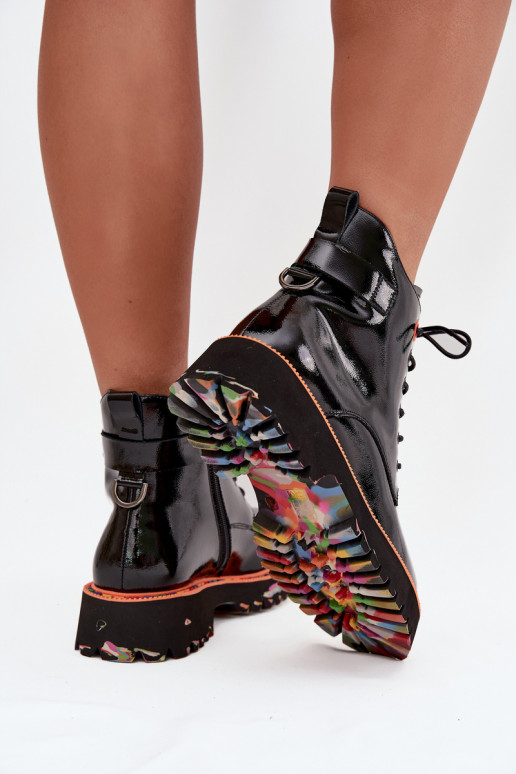 Sieviešu puszābakiLaquej Skóry Ieslēgtsturalnej siltināti Artiker 57C0061 melnas krāsas