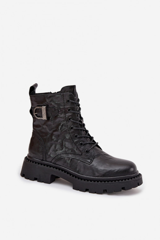 Āda Sieviešu puszābaki Ar efektu Tā irrszczenia I ar sprādzēm Artiker 57C1008 melnas krāsas