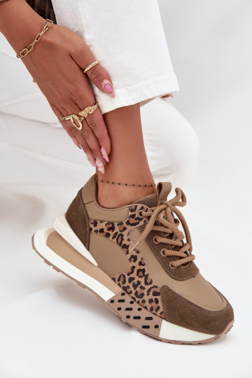 Āda Sneakers modeļa apavi Sieviešu ar platformu ar leoparda kažokādas rakstu Artiker 55C0089 brūnas krāsas