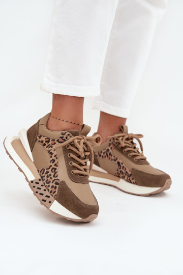 Āda Sneakers modeļa apavi Sieviešu ar platformu ar leoparda kažokādas rakstu Artiker 55C0089 brūnas krāsas 2
