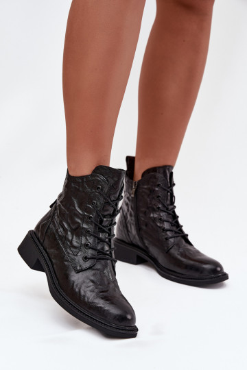 Sieviešu puszābakiIeslēgtsturalnej Skóry siltināti Artiker 57C1006 melnas krāsas