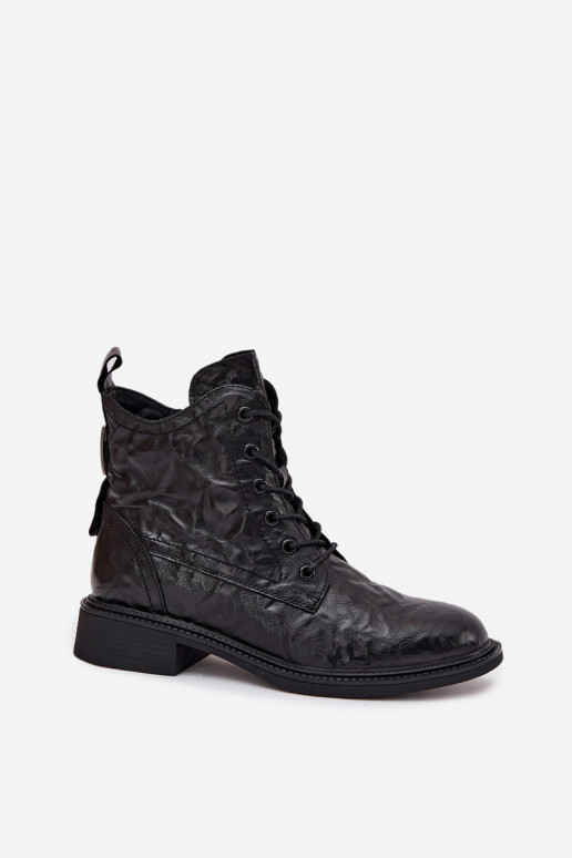 Sieviešu puszābakiIeslēgtsturalnej Skóry siltināti Artiker 57C1006 melnas krāsas