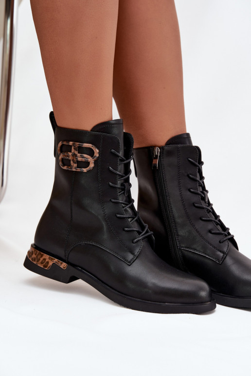 Āda Sieviešu puszābaki ar platiem papēžiem ar ornamentiem siltināti Artiker 57C1064 melnas krāsas