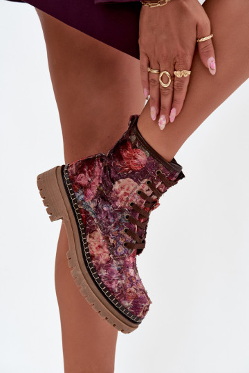 Rakstaina Sieviešu puszābaki siltināti Artiker 57C1055 bordo krāsas