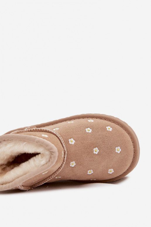 sniega apavi Bērnu apavi Ozdobione Ziedsuszkami smilšu krāsas Gracina