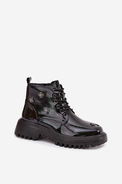 Āda siltināti Sieviešu puszābaki Ar rotājumiem Laque Artiker 57C0345 melnas krāsas