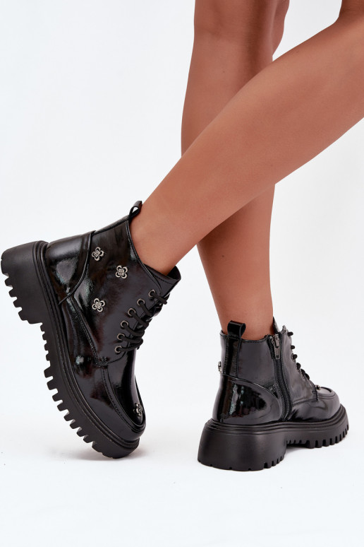 Āda siltināti Sieviešu puszābaki Ar rotājumiem Laque Artiker 57C0345 melnas krāsas