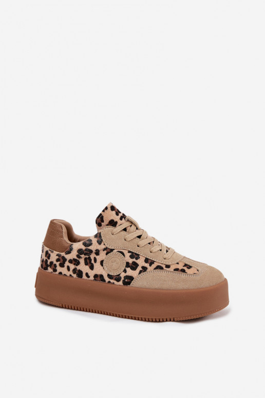 Sporta apavi sievietēm ar platformu, ar leopardu rakstu Big Star SS274763 smilšu krāsā Sporta apavi sievietēm ar platformu, ar leopardu rakstu Big Star SS274763 smilšu krāsā