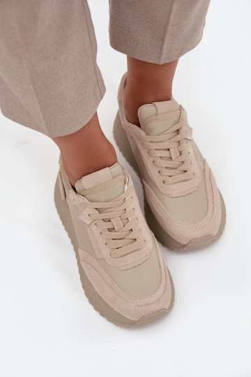 Āda Sneakers modeļa apavi Sieviešu ar platformu Artiker 55C0021 smilšu krāsas