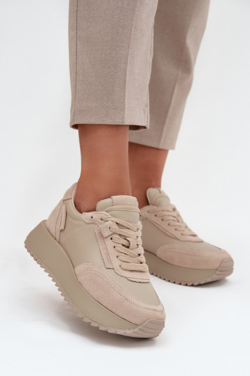 Āda Sneakers modeļa apavi Sieviešu ar platformu Artiker 55C0021 smilšu krāsas 2